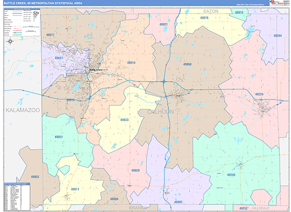 Battle Creek Metro Area Wall Map